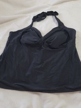 Catalina Black Halter Tankini Swim Top XL